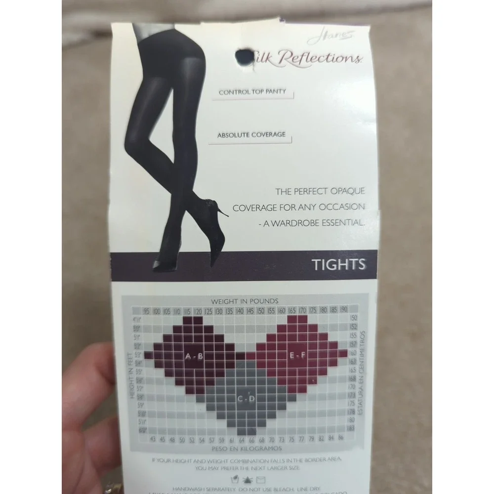 Hanes Silk Reflections Control Top Opaque Tights‎ Charcoal Size AB